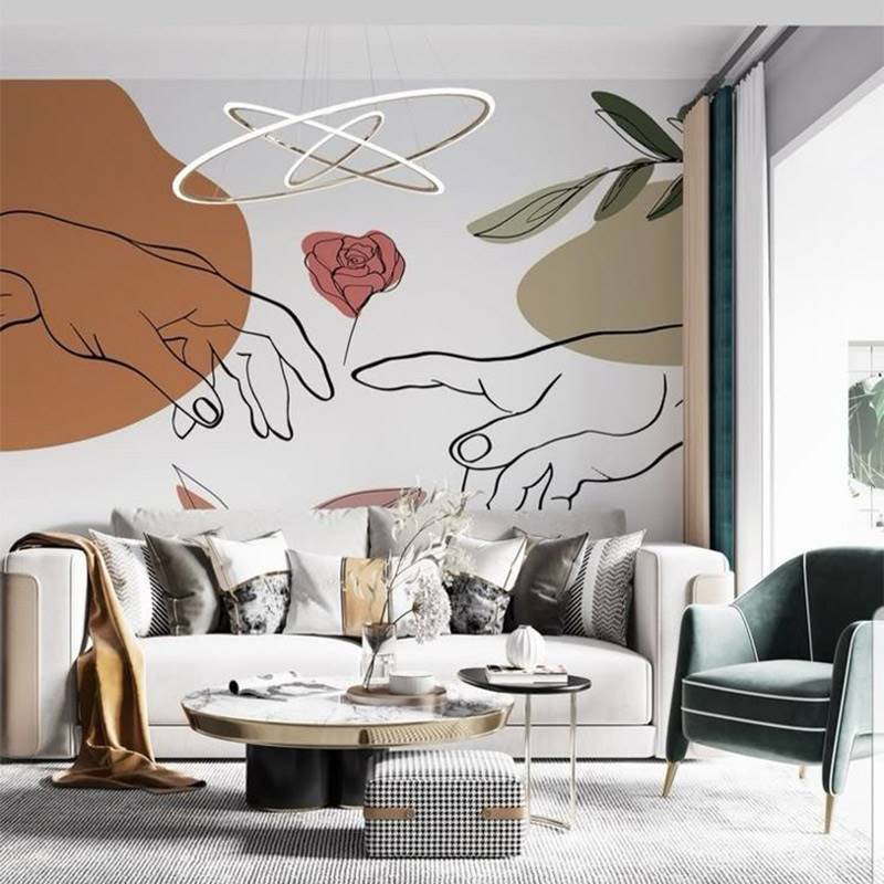 Biophilic & Floral Minimalist Line Art Wall Mural - Design Options Set 1