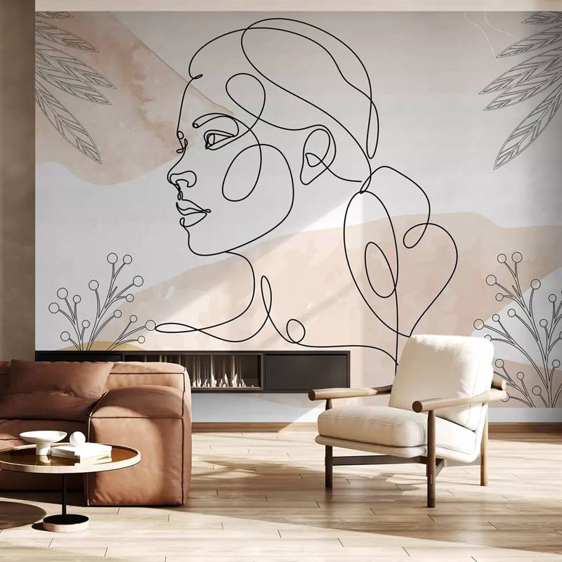 Biophilic & Floral Minimalist Line Art Wall Mural - Design Options Set 1