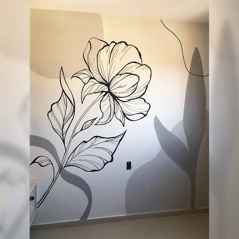 Floral Minimalist Line Art Wall Mural - Design Options Set 1