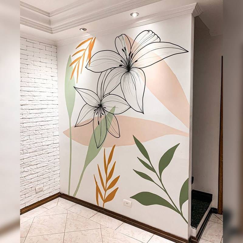 Floral Minimalist Line Art Wall Mural - Design Options Set 1