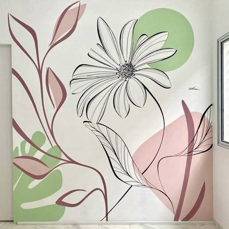 Floral Minimalist Line Art Wall Mural - Design Options Set 1