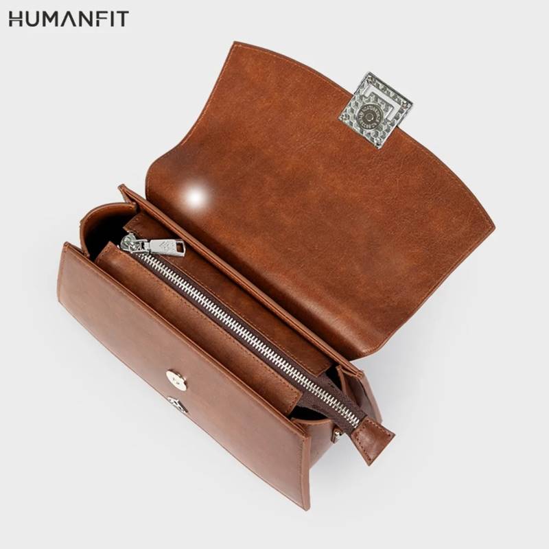 S-Luna Premium Leather Crescent Crossbody Side Bag for Women by Humanfit (#1531) - Tan Brown