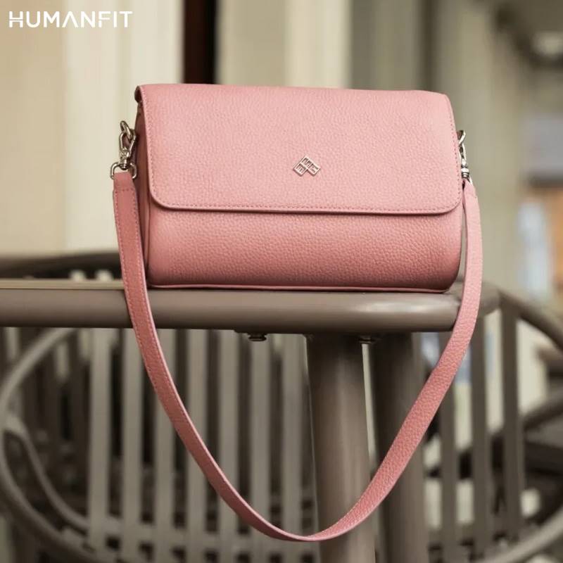 New Premium Leather Shoulder Side Bag for Women by Humanfit (#1532) - Pink