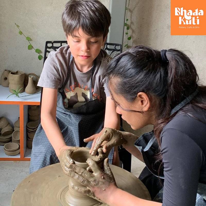 Pottery Wheel Session at Bhadakuti 