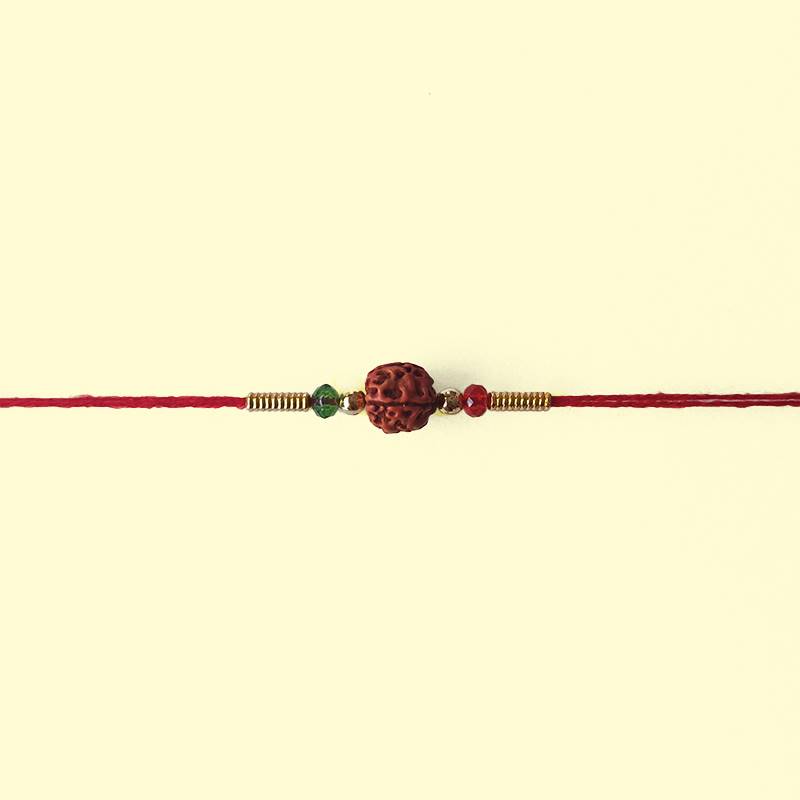 Red Rudraksha Crystal Designer Rakhi