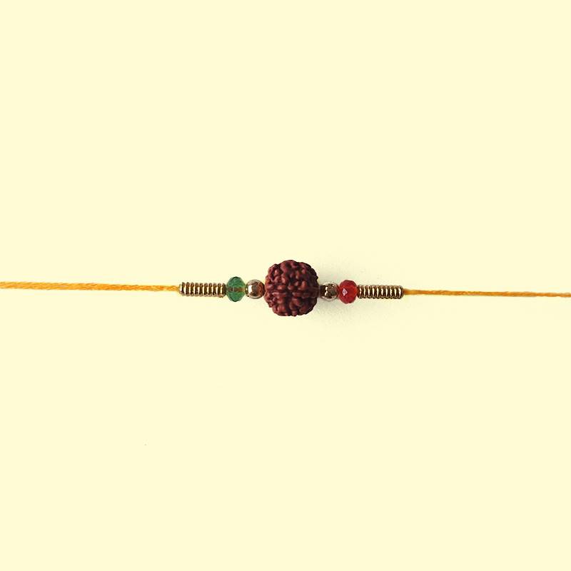 Yellow Rudraksha Crystal Designer Rakhi