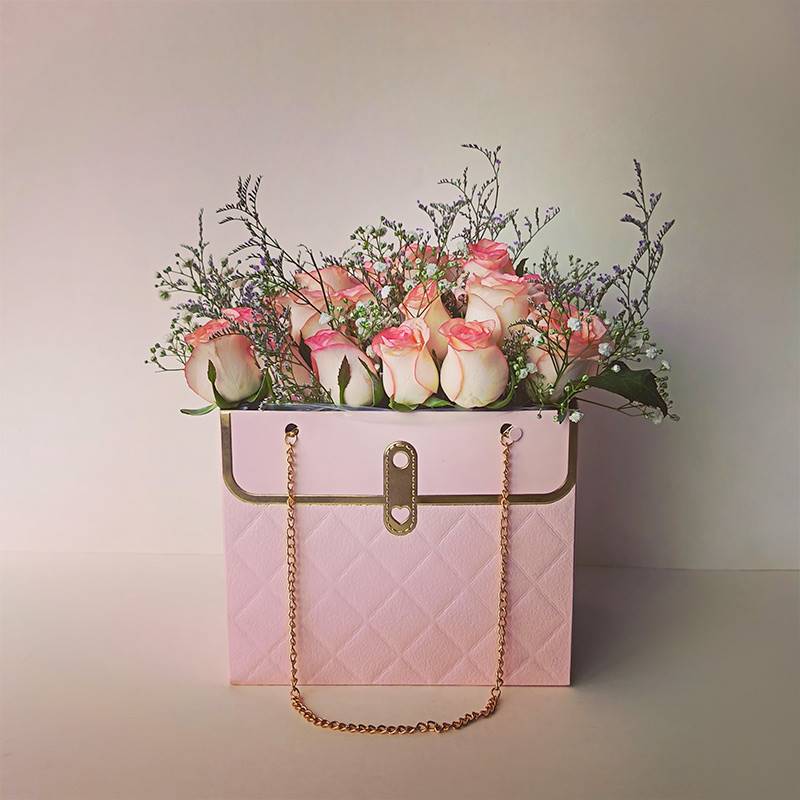 Pink Blush Roses in Paper Tote 
