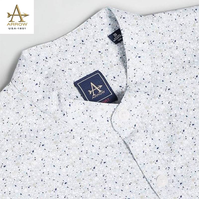 Arrow Men's Printed Slim Fit Shirt - Mandarin Collar Casual Shirt (ASAFSH1511)