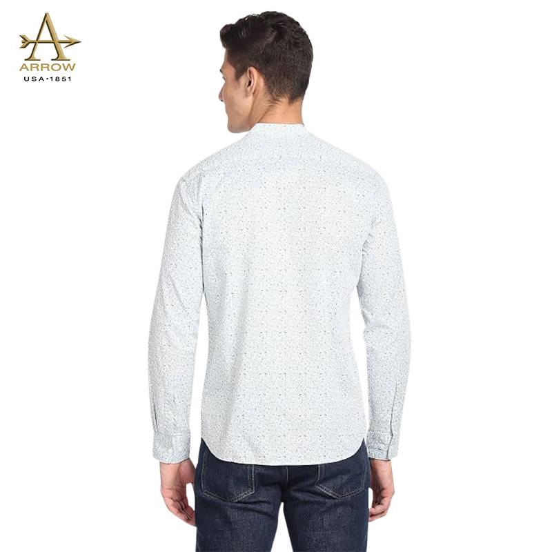 Arrow Men's Printed Slim Fit Shirt - Mandarin Collar Casual Shirt (ASAFSH1511)