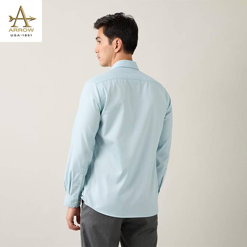 Arrow Men's Mint Green Textured Pattern Slim Fit Autopress Formal Shirt (ARAJSH0145)
