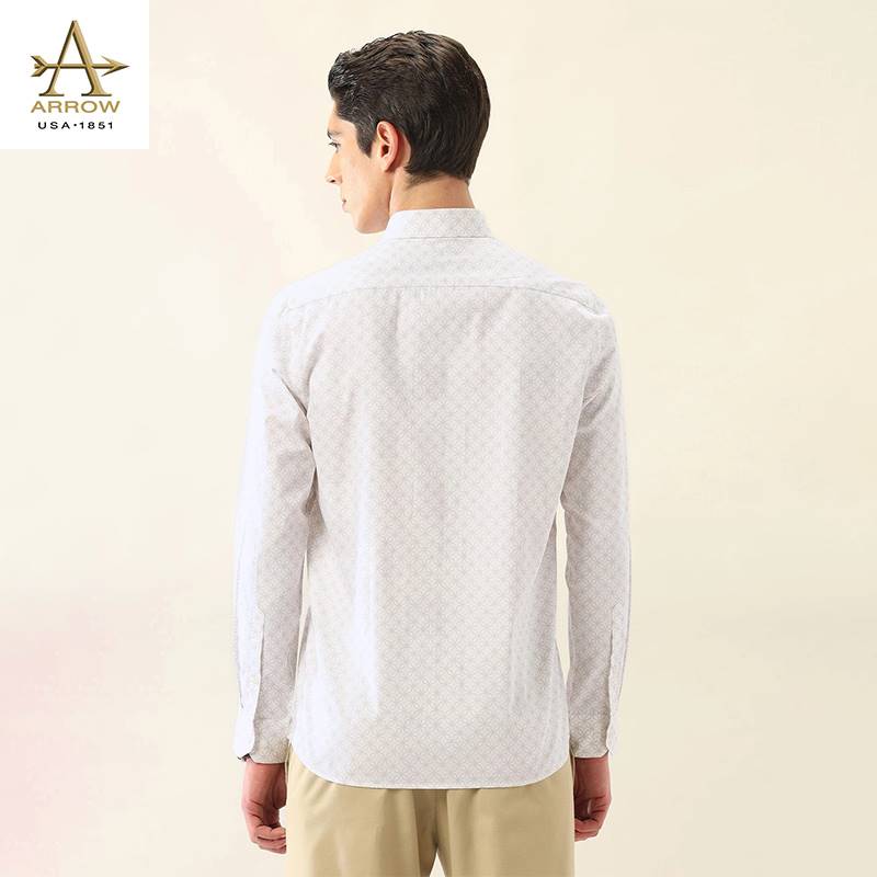 Arrow Men’s Light Pink Geometric Printed Formal/Ceremonial Slim Fit Formal Shirt (ARAJSH0820)