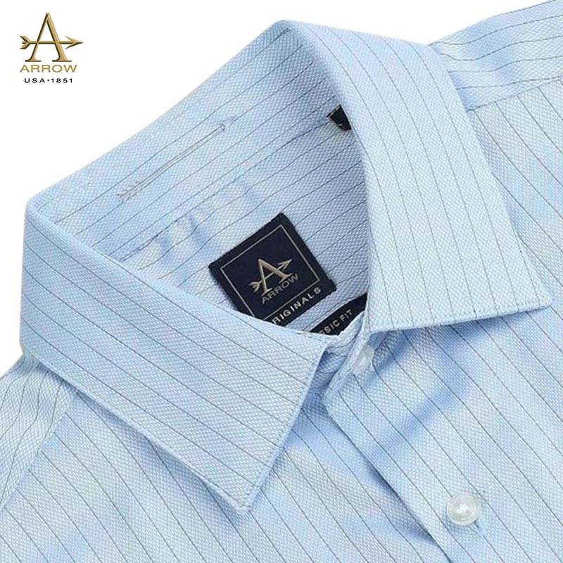 Arrow Men’s Light Blue Striped Regular Fit Formal Shirt (ARAHSH0125)