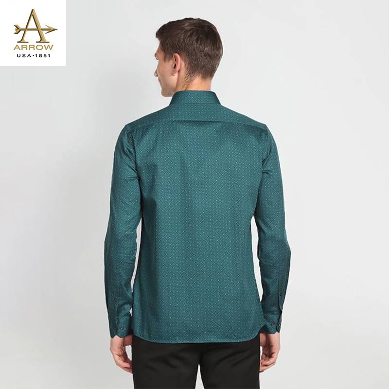 Arrow Men’s Dark Green Printed Regular Fit Formal Shirt (ARAFSH0663)