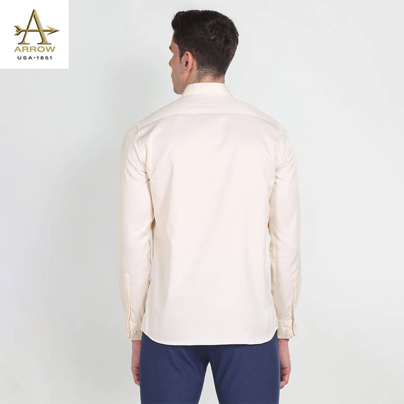 Arrow Men’s Creame Textured Autopress Slim Fit Formal Shirt (ARAGSH0033)
