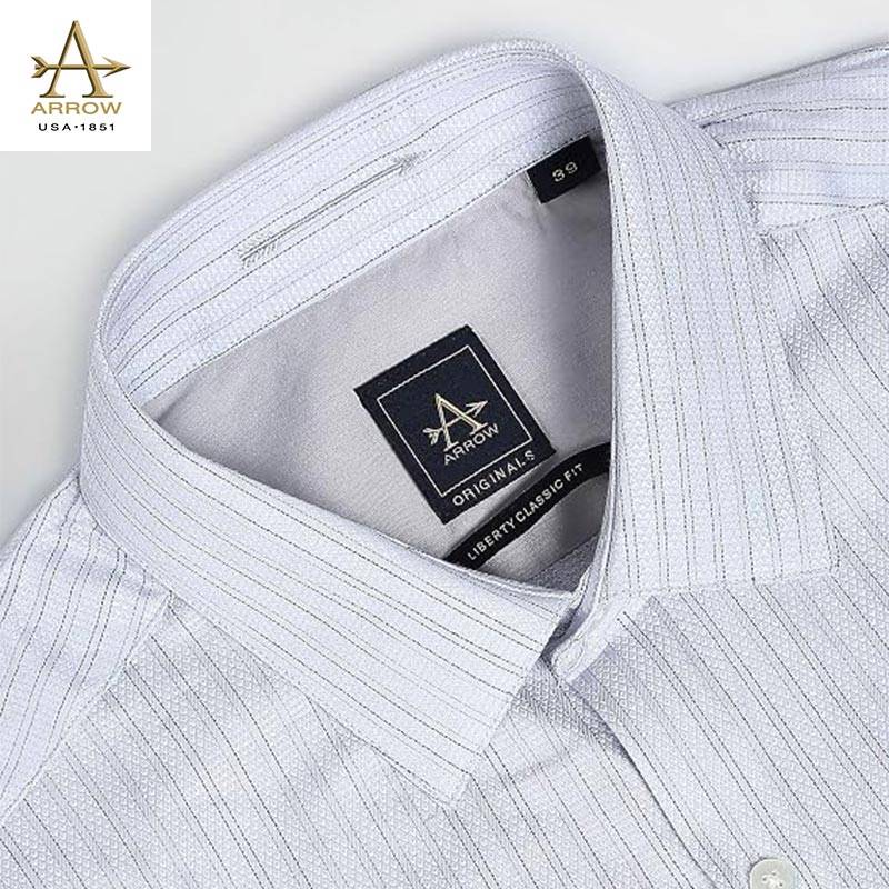 Arrow Men’s Light Grey Striped Regular Fit Formal Shirt (ARAFSH0653)