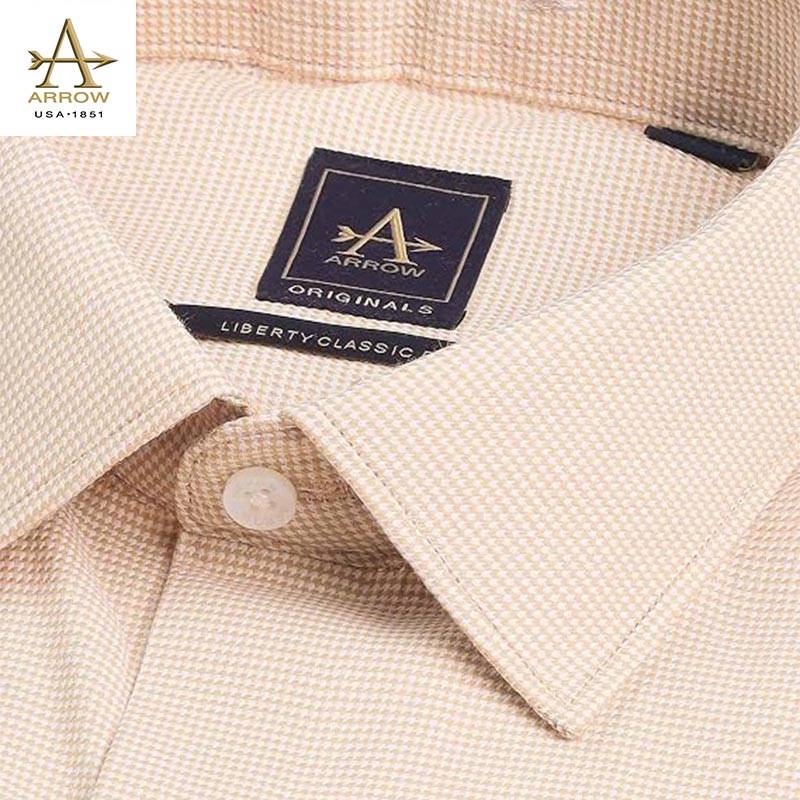 Arrow Men’s Yellow Textured Regular Fit Formal Shirt (ARAJSH0556)