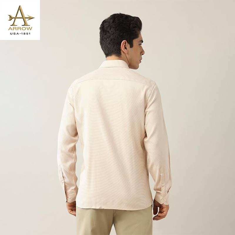 Arrow Men’s Yellow Textured Regular Fit Formal Shirt (ARAJSH0556)