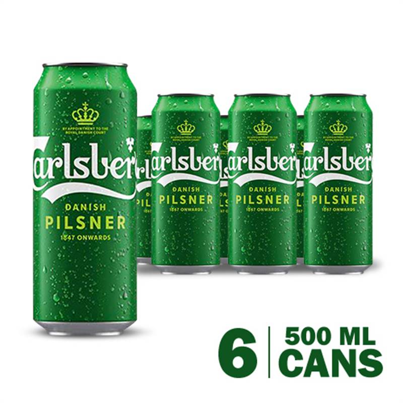 Carlsberg Danish Pilsner Beer (500 ml x 6) with Playing Cards