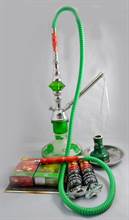 Elephants Face Hookah Crystal Hookah Set (12 inch Green Color)
