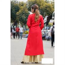 Red Kurti With Cream Garara Set (224-114)