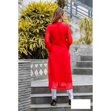 Red Chiffon Long Kurti (228-113)