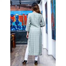 Grey Check Straight Kurti (335-099)