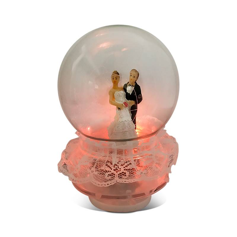 Musical Revolving Dancing Couple Figurine Glass Globe Decorative Showpiece with Lights – 1