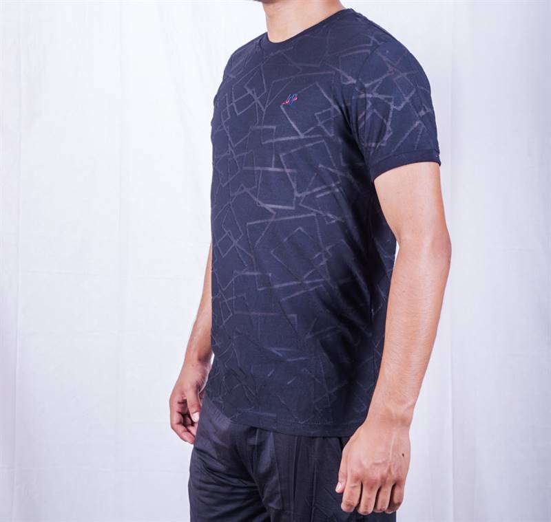 KILOMETER Round Neck T Shirt KM P801 Black