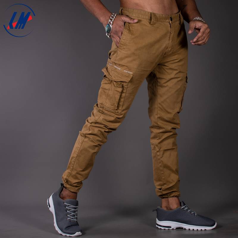 KILOMETER Casual Khaki Multi Pockets Cotton Cargo Pant For Men-KMSAP905