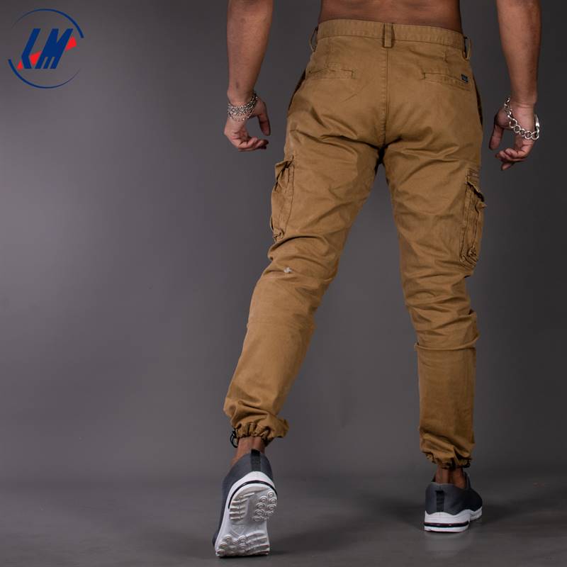 KILOMETER Casual Khaki Multi Pockets Cotton Cargo Pant For Men-KMSAP905