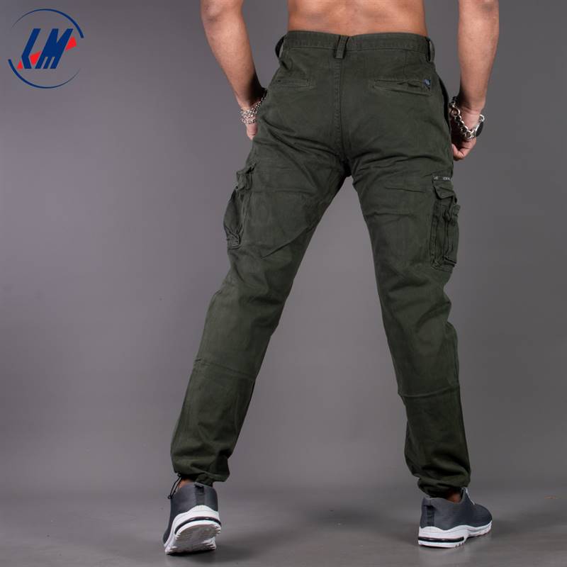 KILOMETER Casual Green Multi Pockets Cotton Cargo Pant For Men- KMSAP905