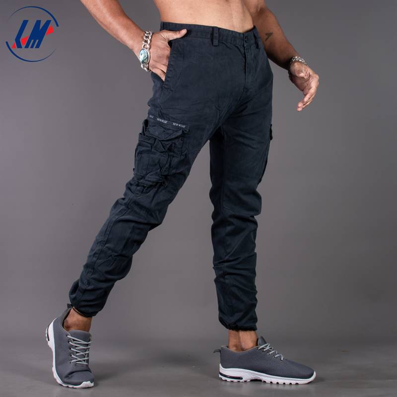 KILOMETER Casual Grey Multi Pockets Cotton Cargo Pant For Men-KMSAP905