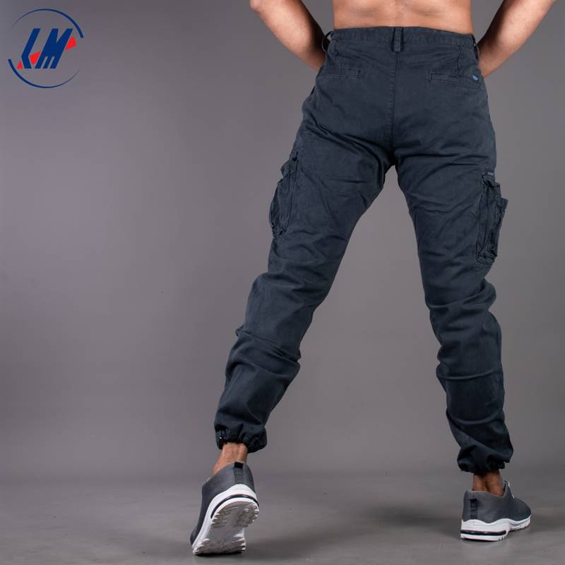 KILOMETER Casual Grey Multi Pockets Cotton Cargo Pant For Men-KMSAP905