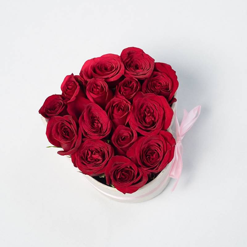 Deep Red Roses in a Heart Oasis