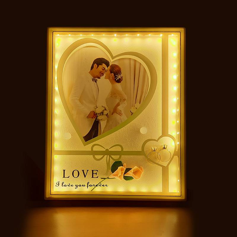 Love White LED Single Photo Frame (7.5 in x 9.5 in)