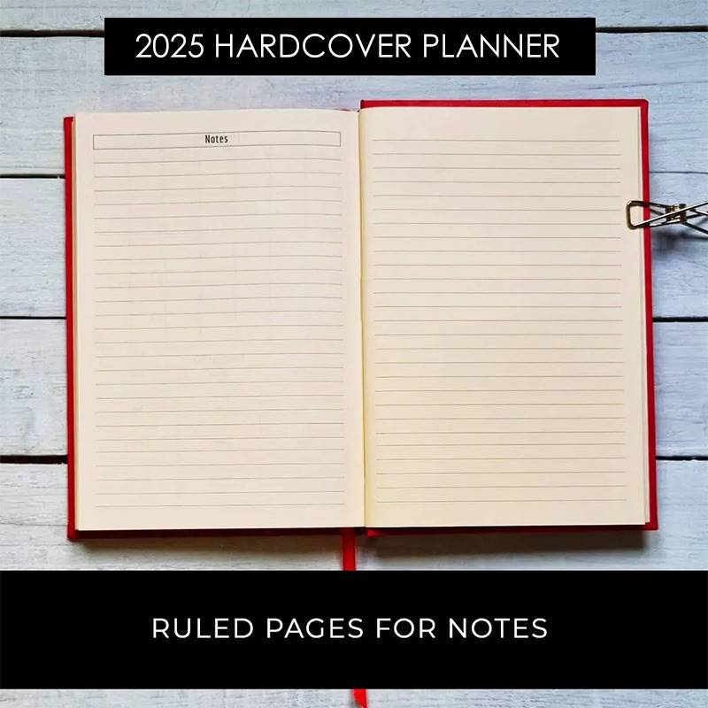 2025 Yearly Red Hardcover Planner from Bhav Products