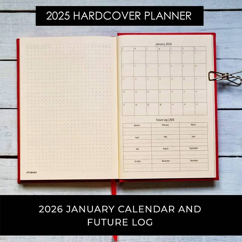 2025 Yearly Red Hardcover Planner from Bhav Products