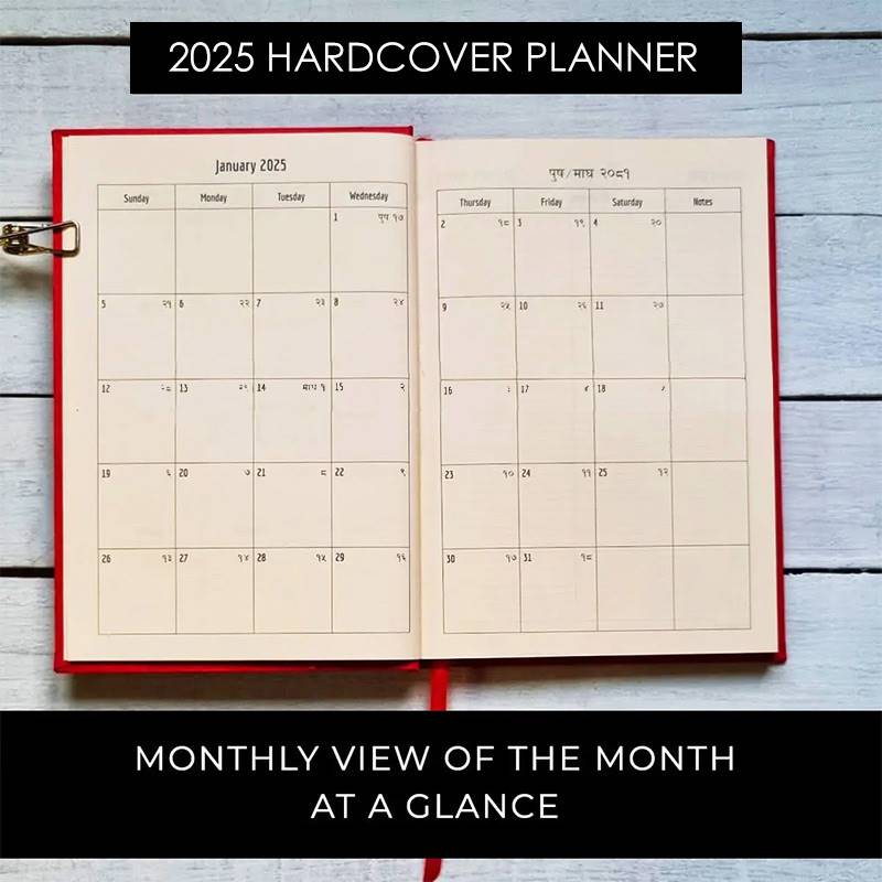 2025 Yearly Red Hardcover Planner from Bhav Products