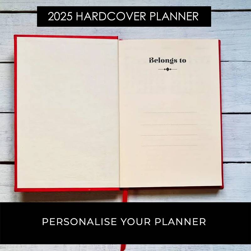 2025 Yearly Red Hardcover Planner from Bhav Products