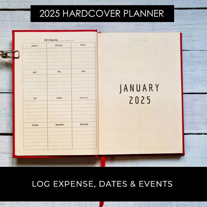 2025 Yearly Red Hardcover Planner from Bhav Products