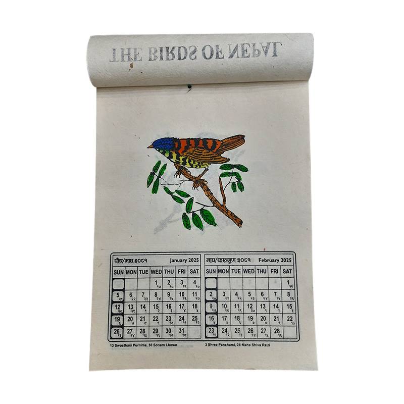 2025 Wall Calendar – Bird Prints of Nepal (Lokta Paper)