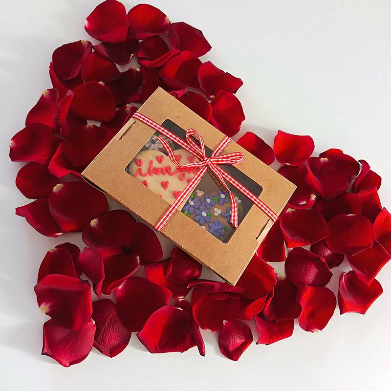 Sweetheart Cookie Box with Pink Rose