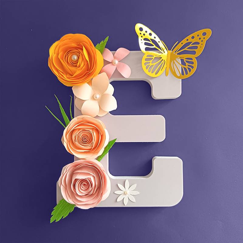 Letter E Floral Decor