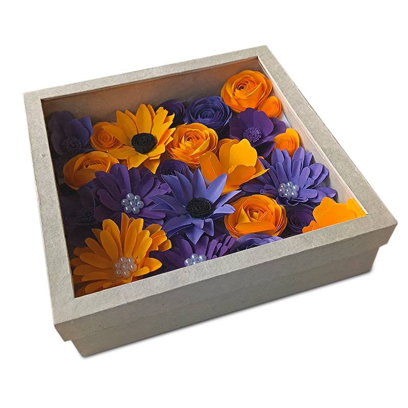 Purple & Yellow Papercraft Flower Box 