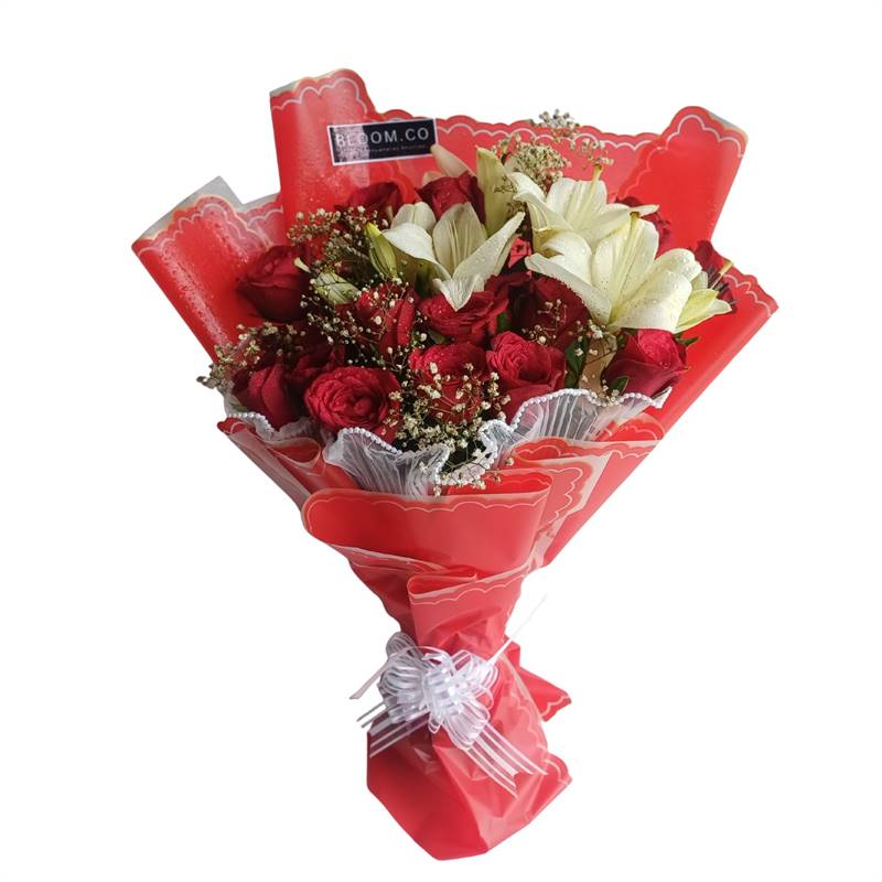 Passionate Red & White Bouquet from Bloom.co