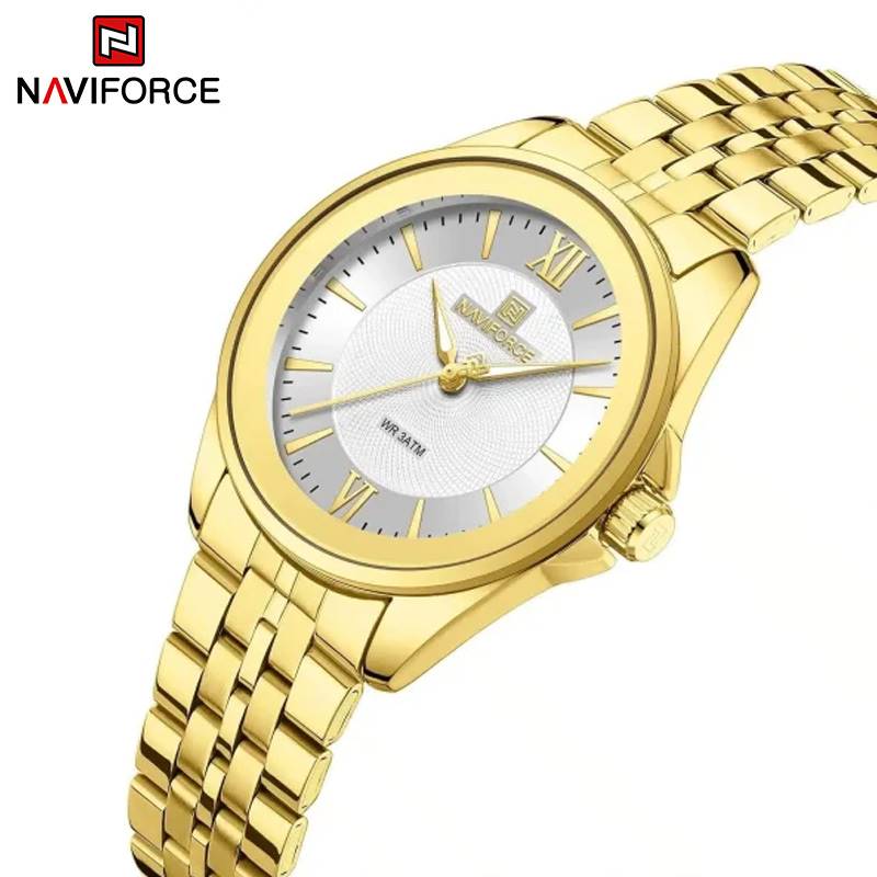 NaviForce Women’s Watch NF5067 – White / Golden