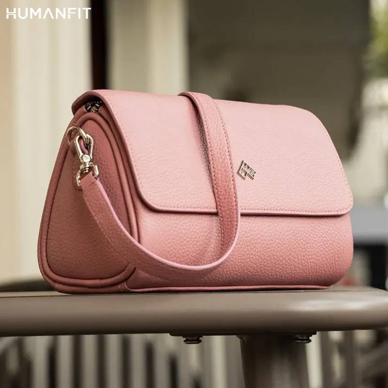 New Premium Leather Shoulder Side Bag for Women by Humanfit (#1532) - Pink