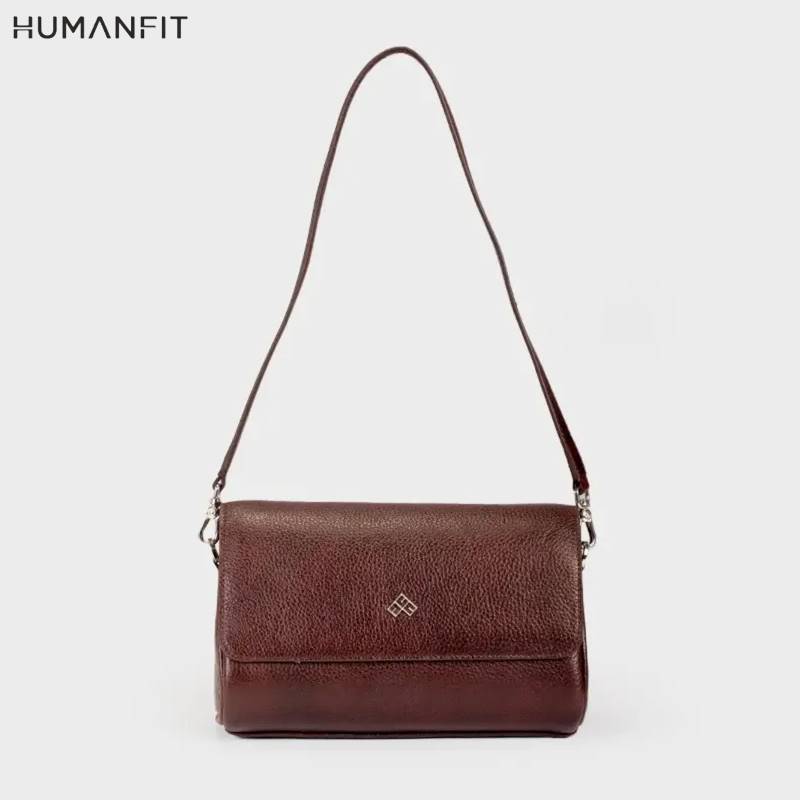 New Premium Leather Shoulder Side Bag for Women by Humanfit (#1532) - Leather Brown