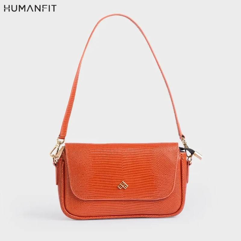 New Genuine Leather Ladies Shoulder Side Bag for Women by Humanfit (#1537) - Orange