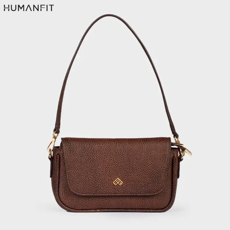 New Genuine Leather Ladies Shoulder Side Bag for Women by Humanfit (#1537) - Brown
